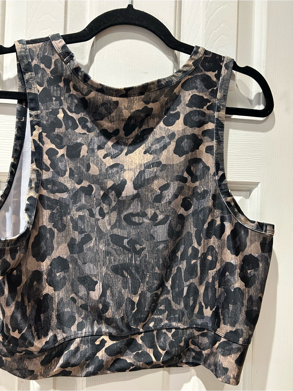 Leopard Print Sleeveless Tank Top - Black & Tan